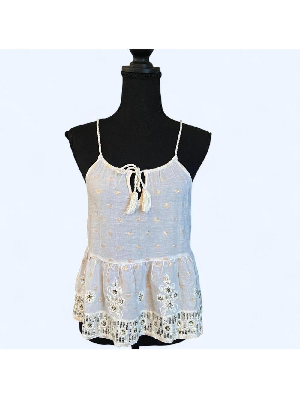 Vintage Y2K Abercrombie & Fitch White Babydoll Cami Tank Top Size Small 🤍